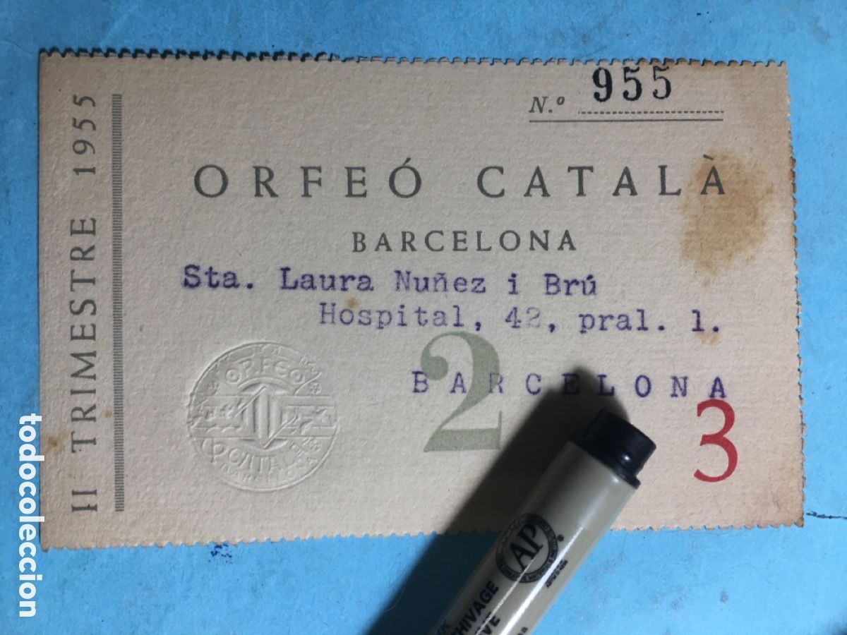 M&uacute;sica de colecci&oacute;n: 1955 II&ordm; TRIMESTRE ORFE&Oacute; CATAL&Agrave; STA. LAURA.............................. BCN MAGN&Iacute;FICO SELLO EN SECO