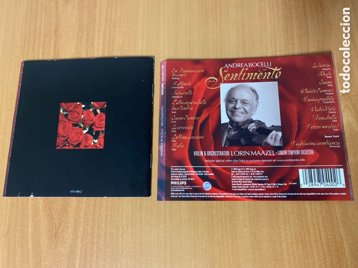 M&uacute;sica de colecci&oacute;n: Libreto e inlay Andrea Bocelli - Sentimento - Foto 2