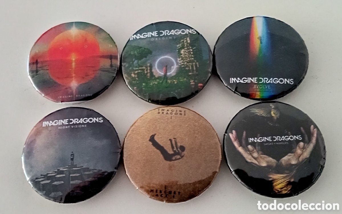 M&uacute;sica de colecci&oacute;n: Imagine Dragons lote de chapas de sus discos LP - Foto 1