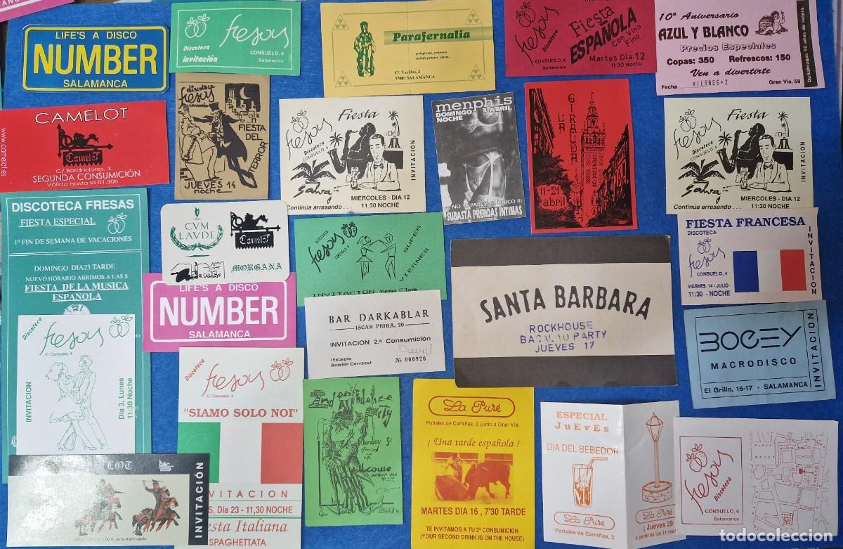M&uacute;sica de colecci&oacute;n: ENTRADAS INVITACION Publicidad de discotecas, SALAMANCA , A&Ntilde;OS 80-90, PUB'S,