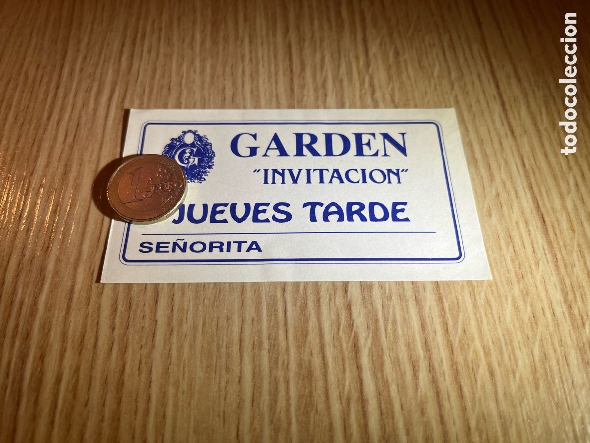 M&uacute;sica de colecci&oacute;n: Invitaci&oacute;n GARDEN. Discoteca Deusto, Bilbao. Jueves tarde. Se&ntilde;orita. A&ntilde;os 90 - 2000. Letras en azul