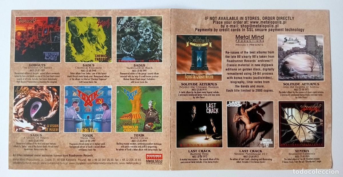 M&uacute;sica de colecci&oacute;n: INSERTO/FOLLETO CD METAL MIND ROADRUNNER RECORDS (TOXIK, SADUS, GORGUTS,XENTRIX...)
