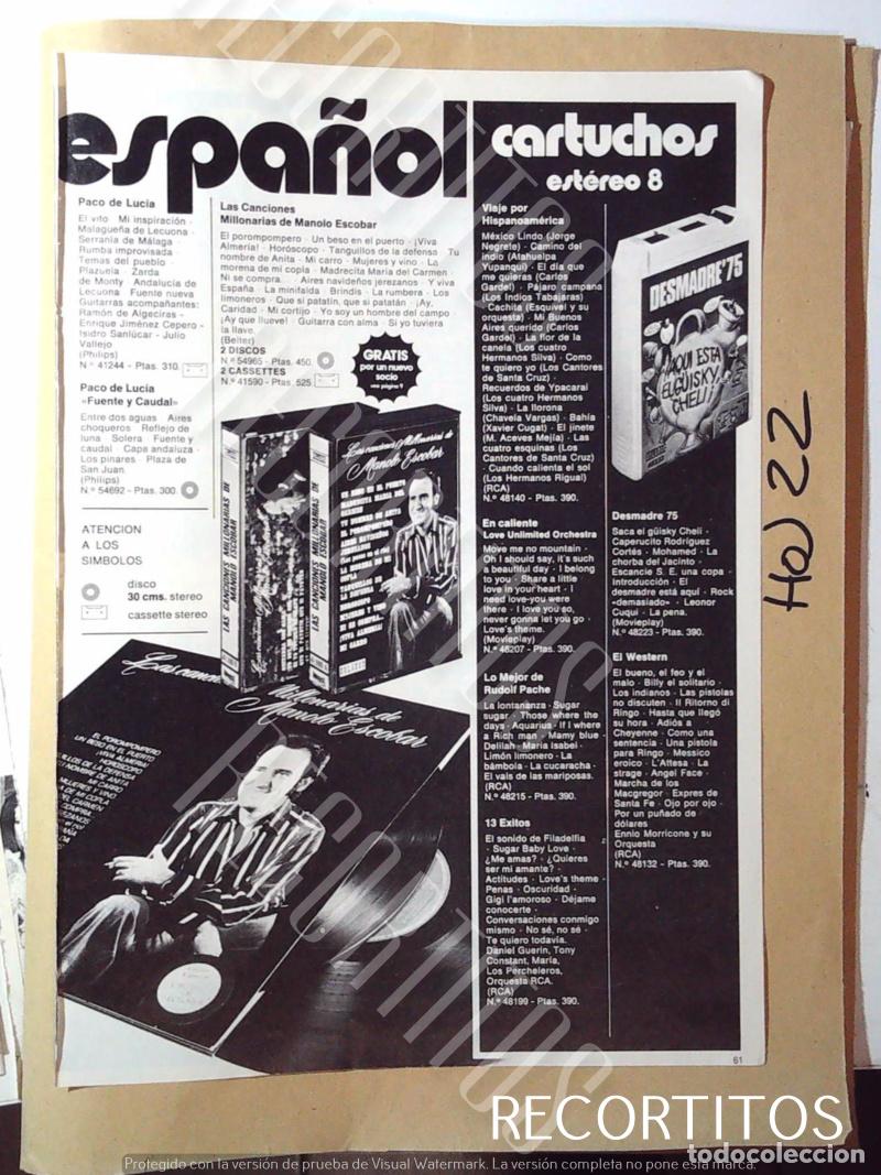 M&uacute;sica de colecci&oacute;n: manolo escobar manolo escobar - Foto 1