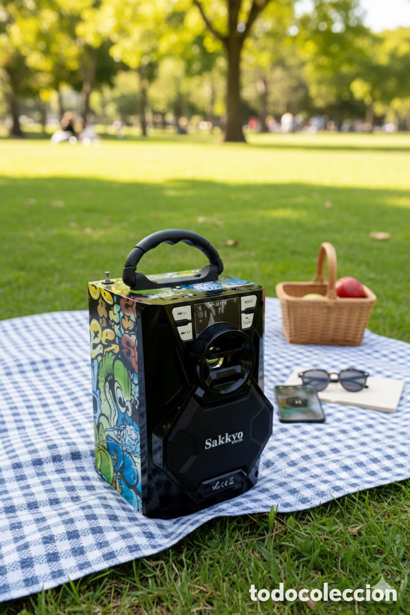 Collectible Music: Altavoz port&aacute;til Sakkyō AP-M174 Bluetooth, USB, FM, LED &ndash; Muy buen estado
