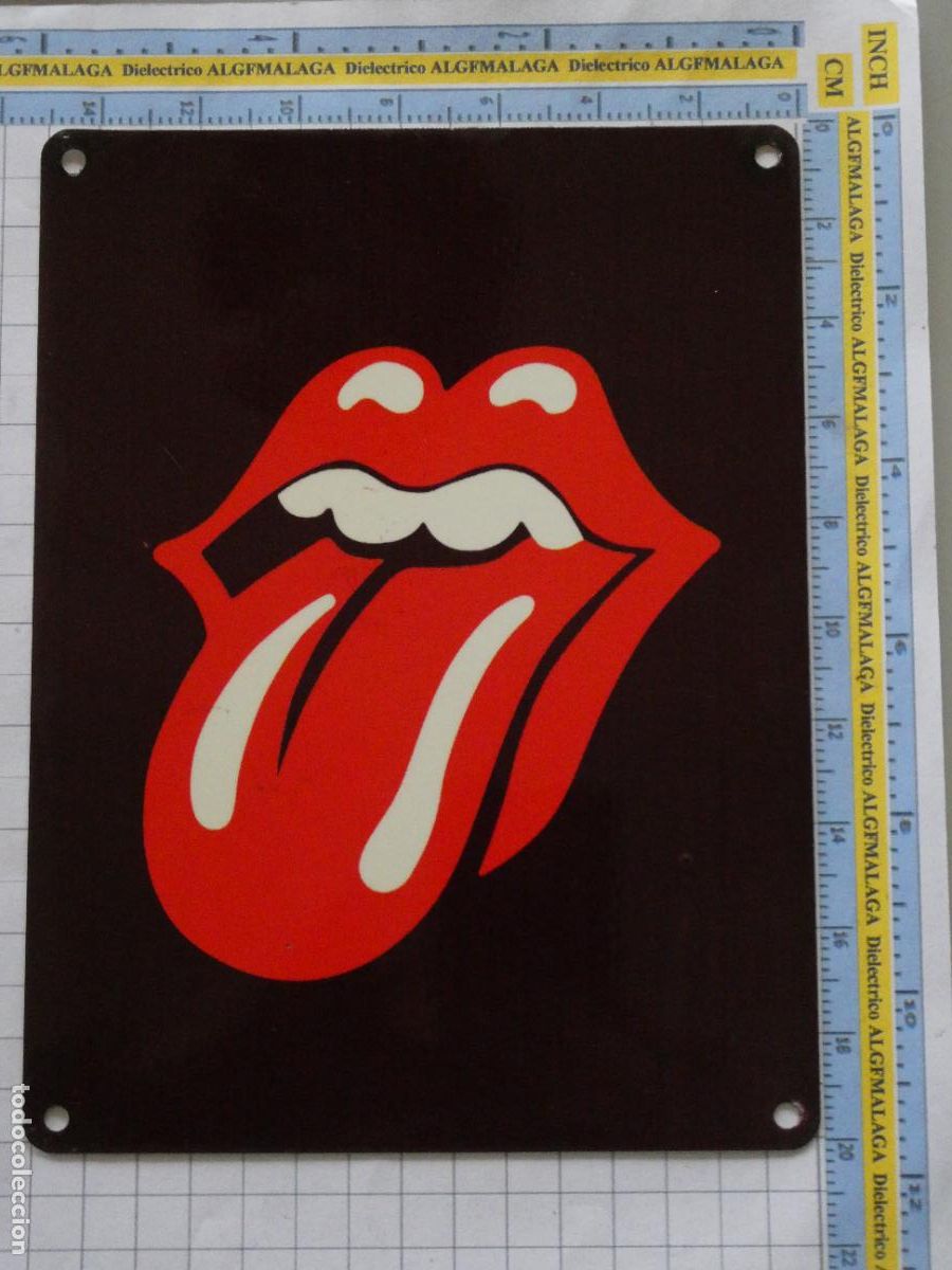 Collectible Music: PLACA CHAPA CARTEL PUBLICITARIO. LOGO LOGOTIPO MUSICAL ROLLING STONES LABIOS BURLA. 100GR