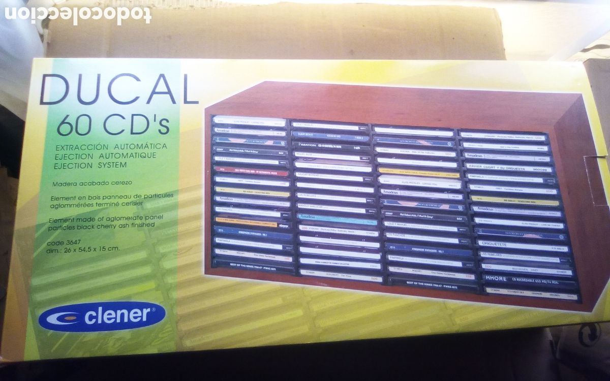 M&uacute;sica de colecci&oacute;n: Mueble estanter&iacute;a archivador para 60 CDs o DVDs. Con extracci&oacute;n autom&aacute;tica. Madera acabado cerezo.