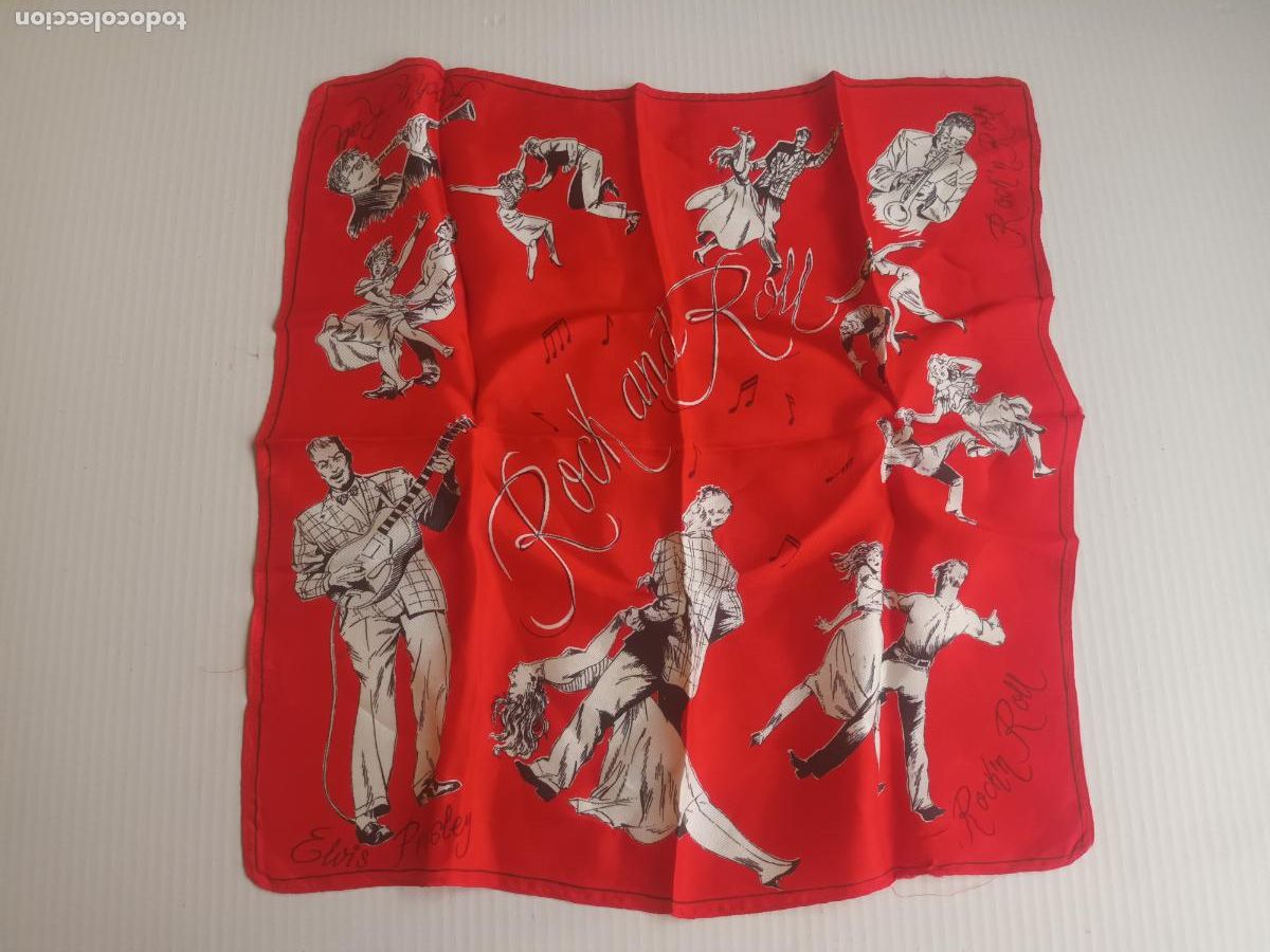 M&uacute;sica de colecci&oacute;n: ANTIGUO PA&Ntilde;UELO SEDA CUELLO ROCK AND ROLL ELVIS PRESLEY RETRO VINTAGE.