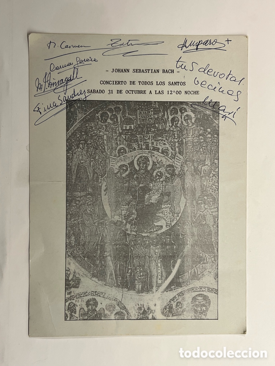M&uacute;sica de colecci&oacute;n: VALENCIA. Concierto de Todos los Santos. JOHANN SEBASTIAN BACH. Programa Musical (h.1970?)