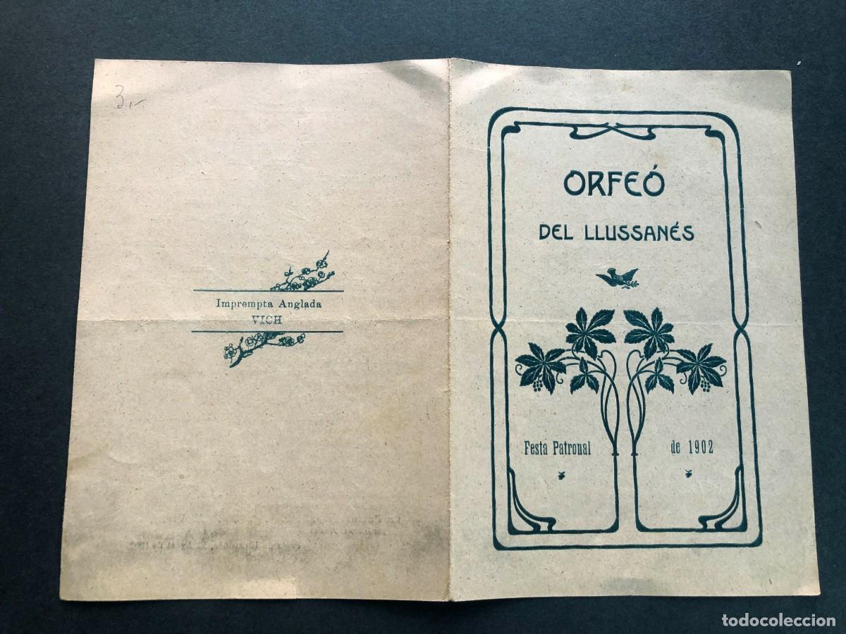 M&uacute;sica de colecci&oacute;n: ORFE&Oacute; DEL LLUSSAN&Eacute;S / PROGRAMA FESTA PATRONAL 1902 / PRATS DE LLU&Ccedil;AN&Egrave;S - BARCELONA