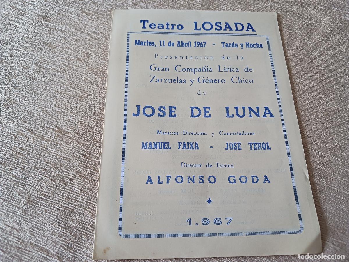 M&uacute;sica de colecci&oacute;n: teatro losada, comp. de zarzuela de jose de luna, andres vi&ntilde;as, pepita rollan, alfonso goda...1967