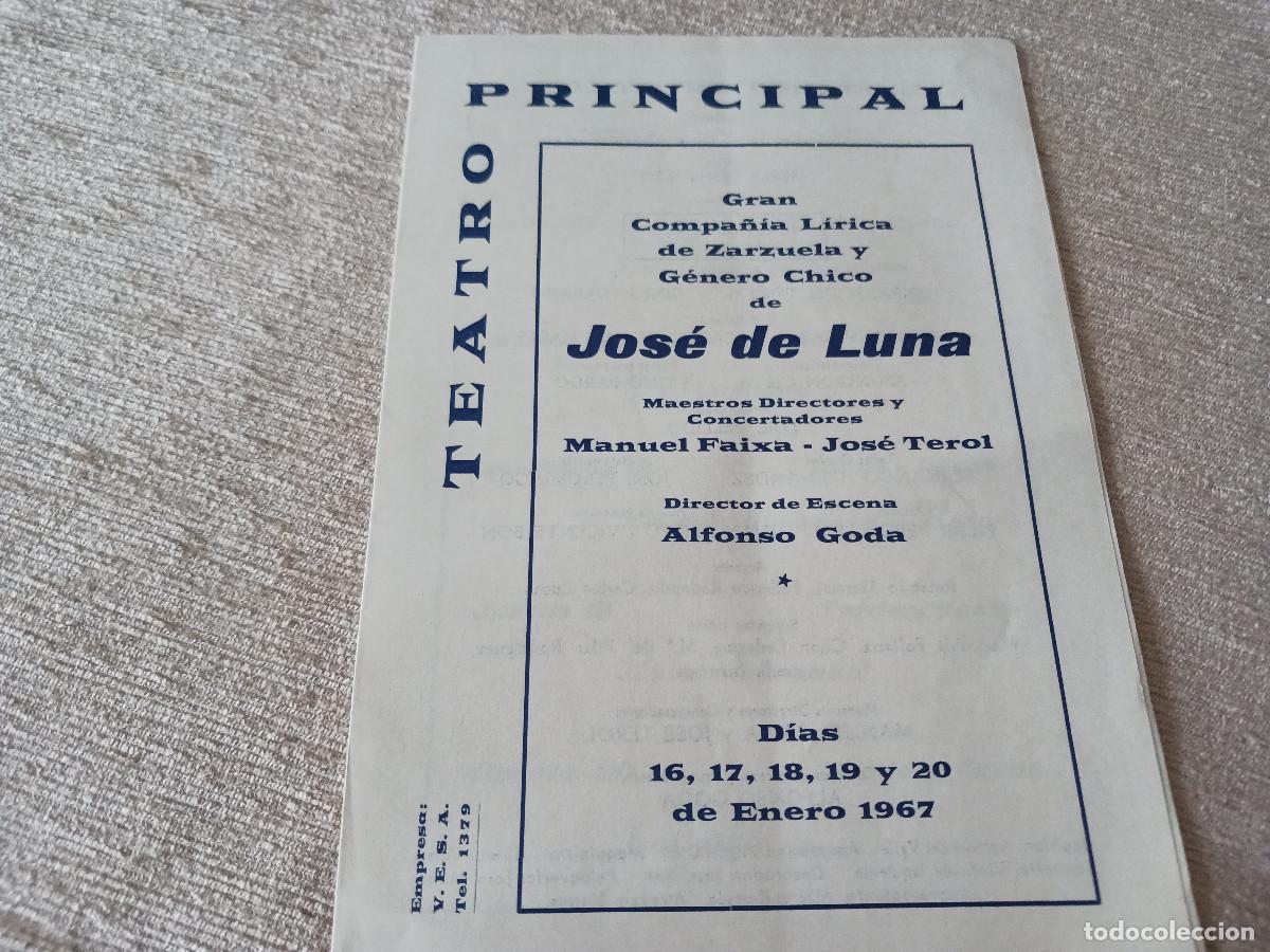 M&uacute;sica de colecci&oacute;n: teatro principal, comp. de zarzuela de jose de luna, andres vi&ntilde;as, pepita rollan, alfonso goda..1967