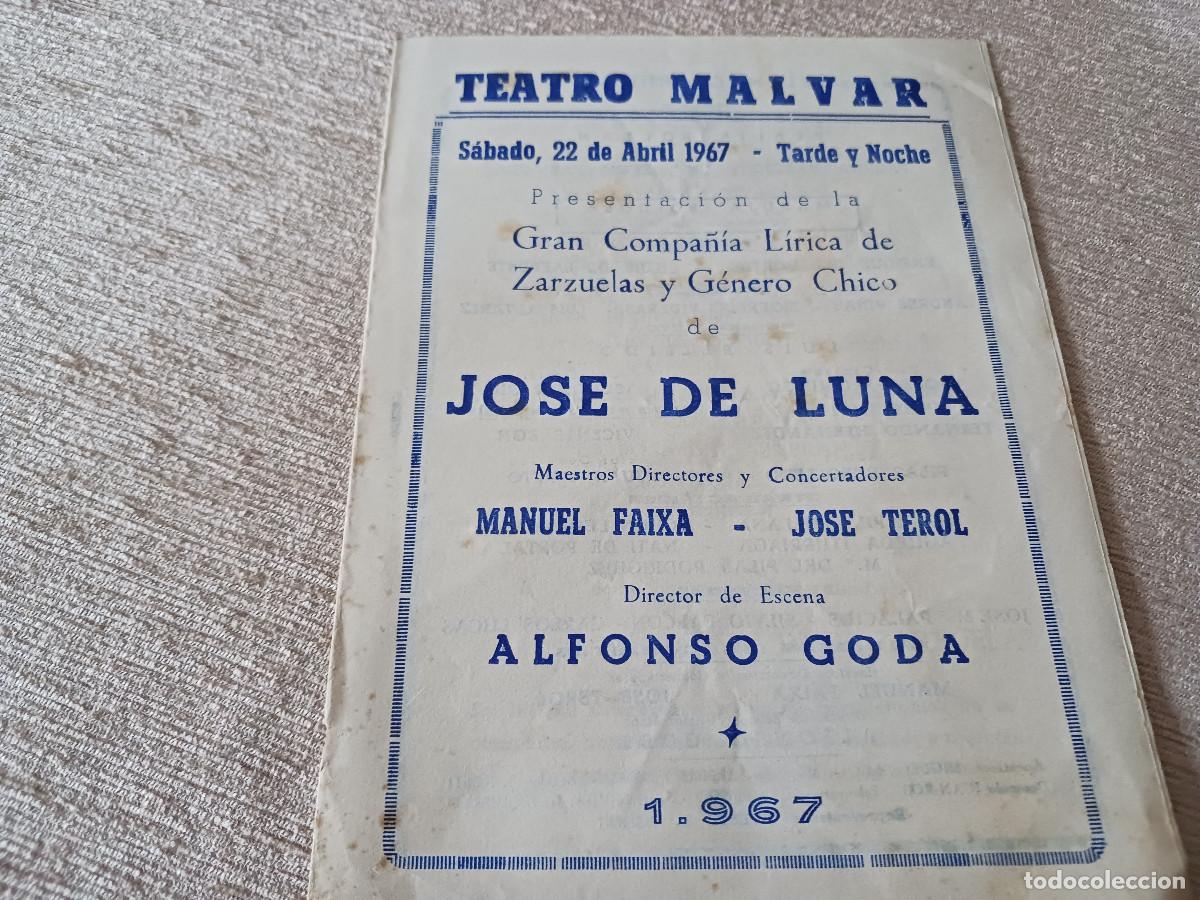 M&uacute;sica de colecci&oacute;n: teatro malvar, comp. de zarzuela de jose de luna, andres vi&ntilde;as, pepita rollan, alfonso goda..1967