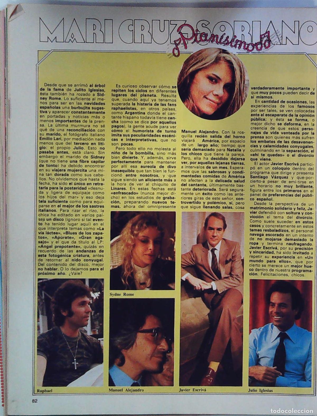 M&uacute;sica de colecci&oacute;n: MARI CRUZ SORIANO JULIO IGLESIAS MANUEL ALEJANDRO RAPHAEL SYDNE ROME JAVIER ESCRIVA