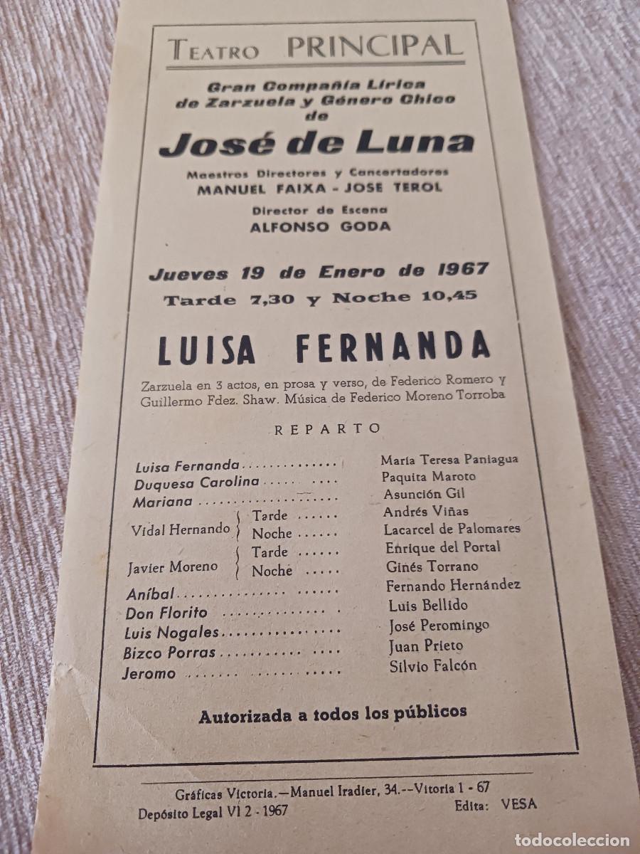 M&uacute;sica de colecci&oacute;n: comp. de zarzuela, jose de luna , teatro principal, vitoria, luisa fernanda, dir. alfonso goda......