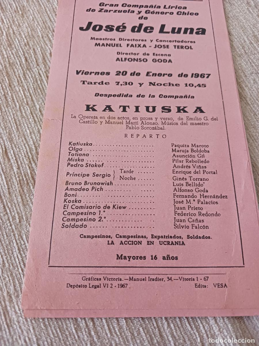 M&uacute;sica de colecci&oacute;n: comp. de zarzuela, jose de luna , teatro principal, vitoria, katiuska, dir. alfonso goda......