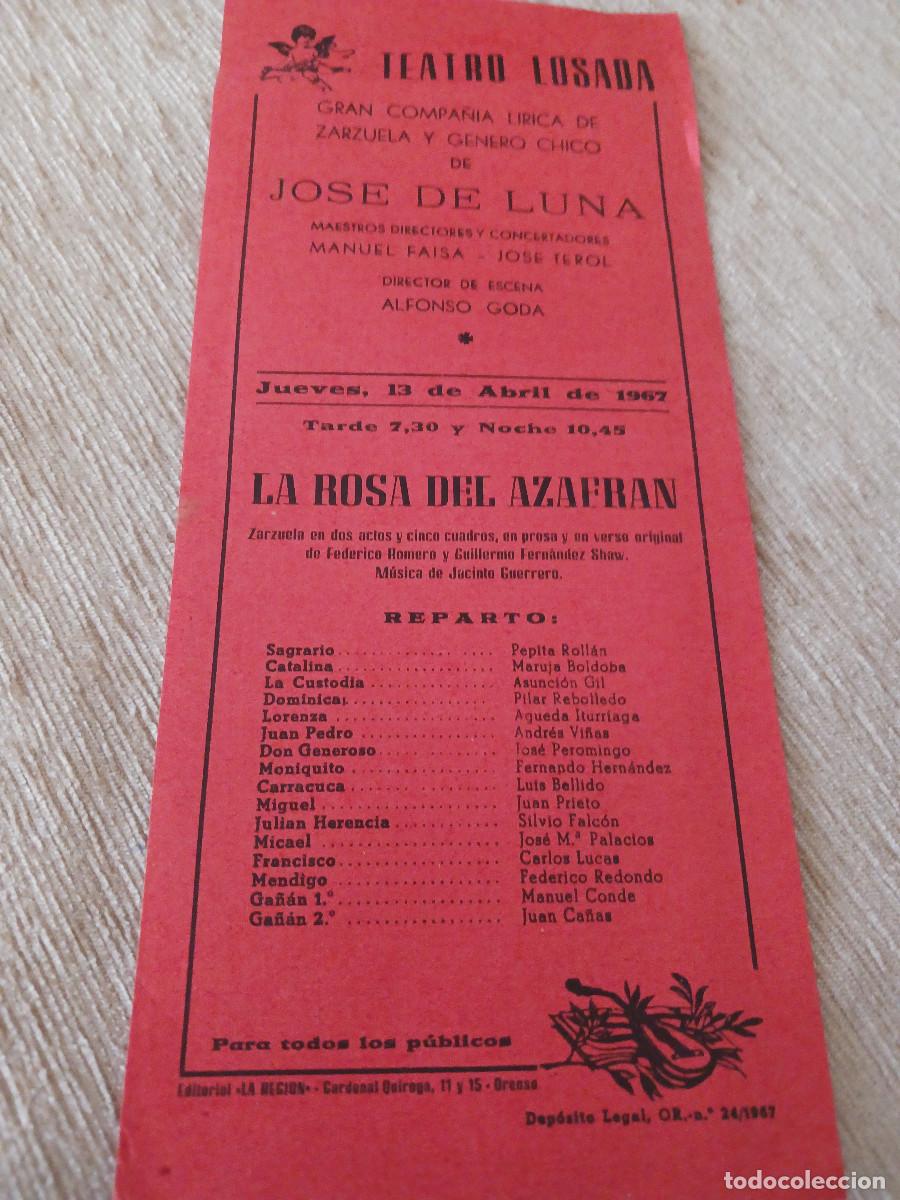 M&uacute;sica de colecci&oacute;n: comp. de zarzuela, jose de luna , teatro losada, orense, la rosa del azafran dir. alfonso goda......
