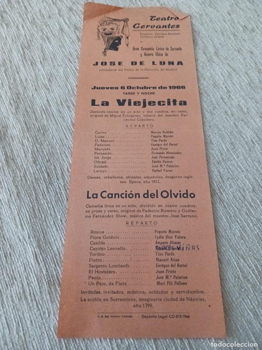 M&uacute;sica de colecci&oacute;n: comp. de zarzuela, jose de luna , teatro cervantes, cordoba, la viejecita y la cancion del olvido