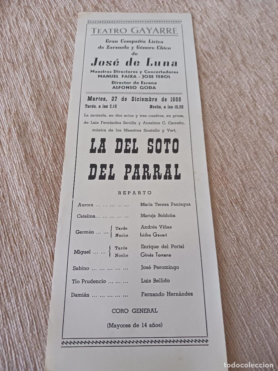 M&uacute;sica de colecci&oacute;n: comp. de zarzuela, jose de luna , teatro gayarre, la del soto del parral, dir. alfonso goda