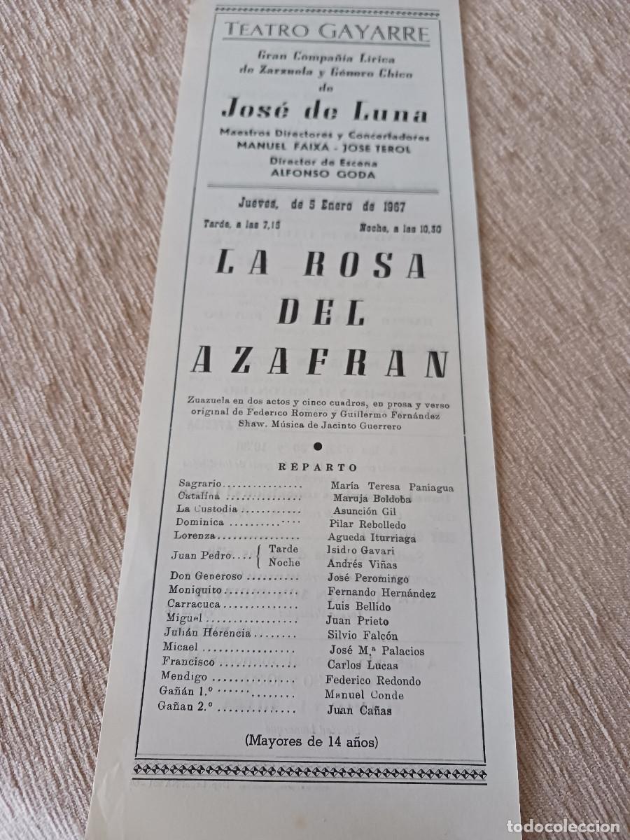 M&uacute;sica de colecci&oacute;n: comp. de zarzuela, jose de luna , teatro gayarre, la rosa del azafran, prog. de cine en pamplona