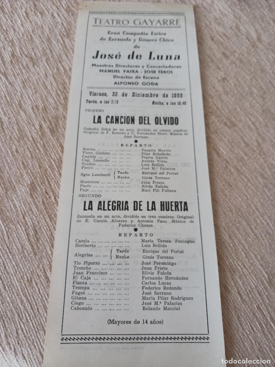 M&uacute;sica de colecci&oacute;n: comp. de zarzuela, jose de luna , teatro gayarre, la cancion y la alegria, prog. de cine en pamplona