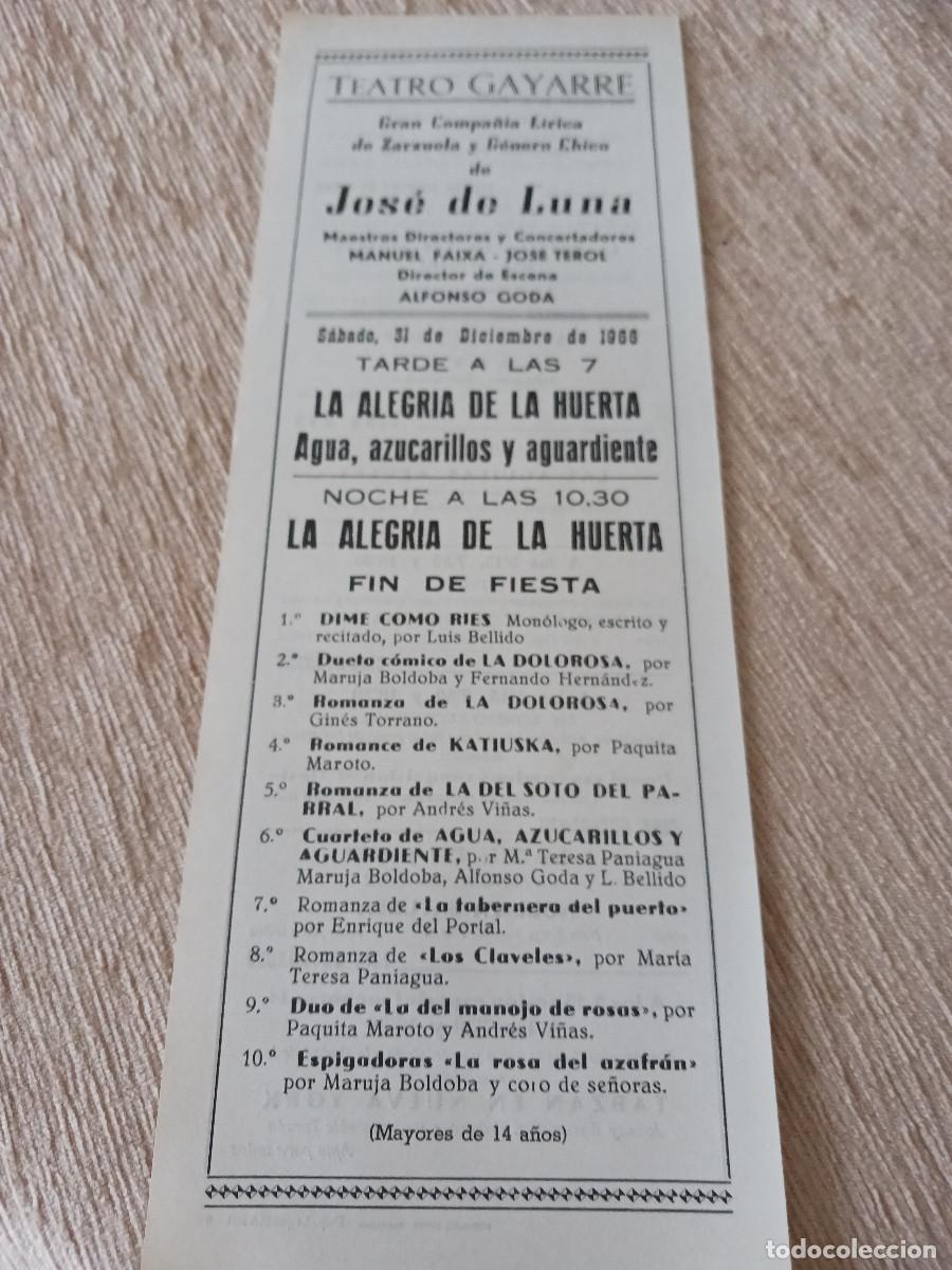 M&uacute;sica de colecci&oacute;n: comp. de zarzuela, jose de luna , teatro gayarre, la cancion y la alegria, prog. de cine en pamplona