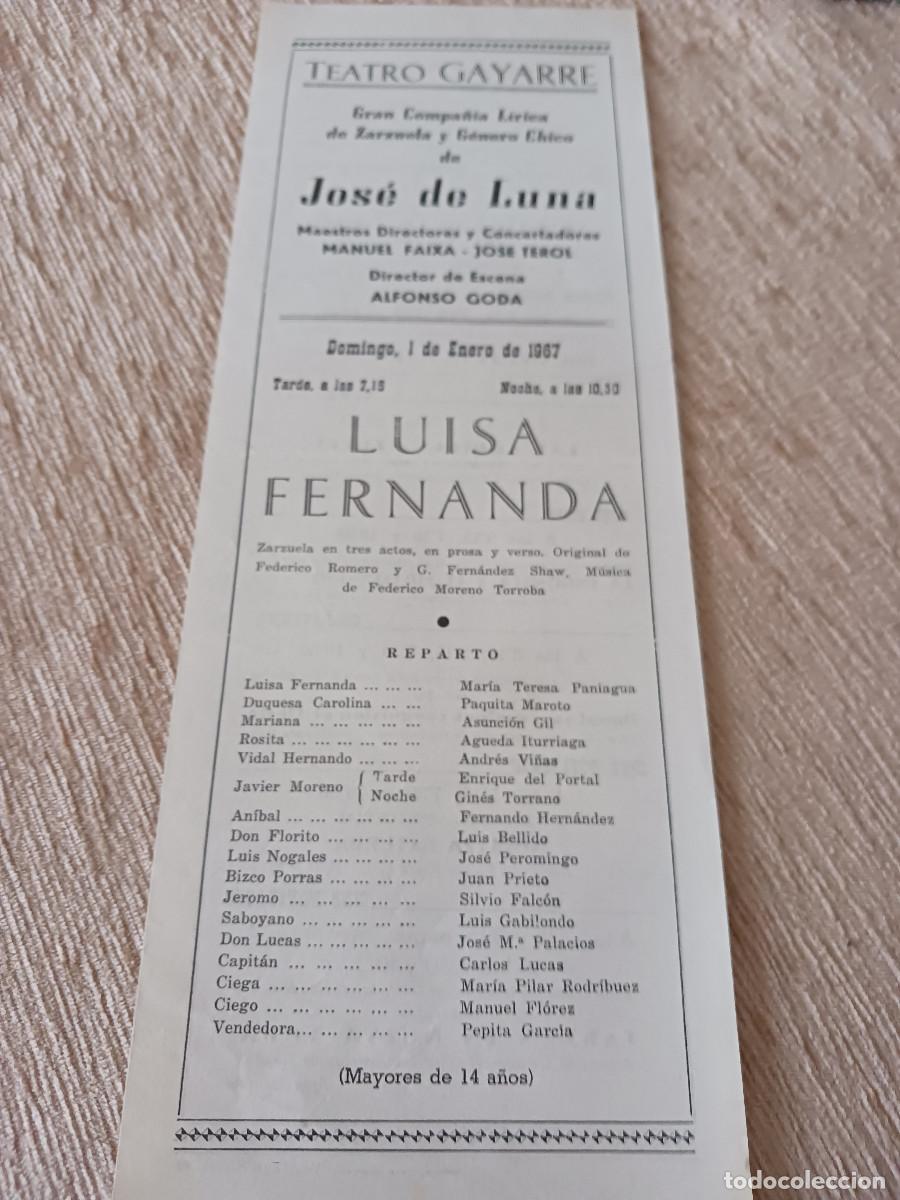 M&uacute;sica de colecci&oacute;n: comp. de zarzuela, jose de luna , teatro gayarre, lluisa fernanda, prog. de cine en pamplona