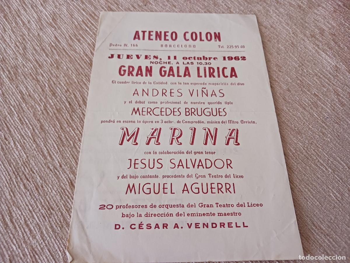 M&uacute;sica de colecci&oacute;n: ATENEO COLON POBLENOU (BARCELONA) gala lirica, marina, con andres vi&ntilde;as y mercedes brugues