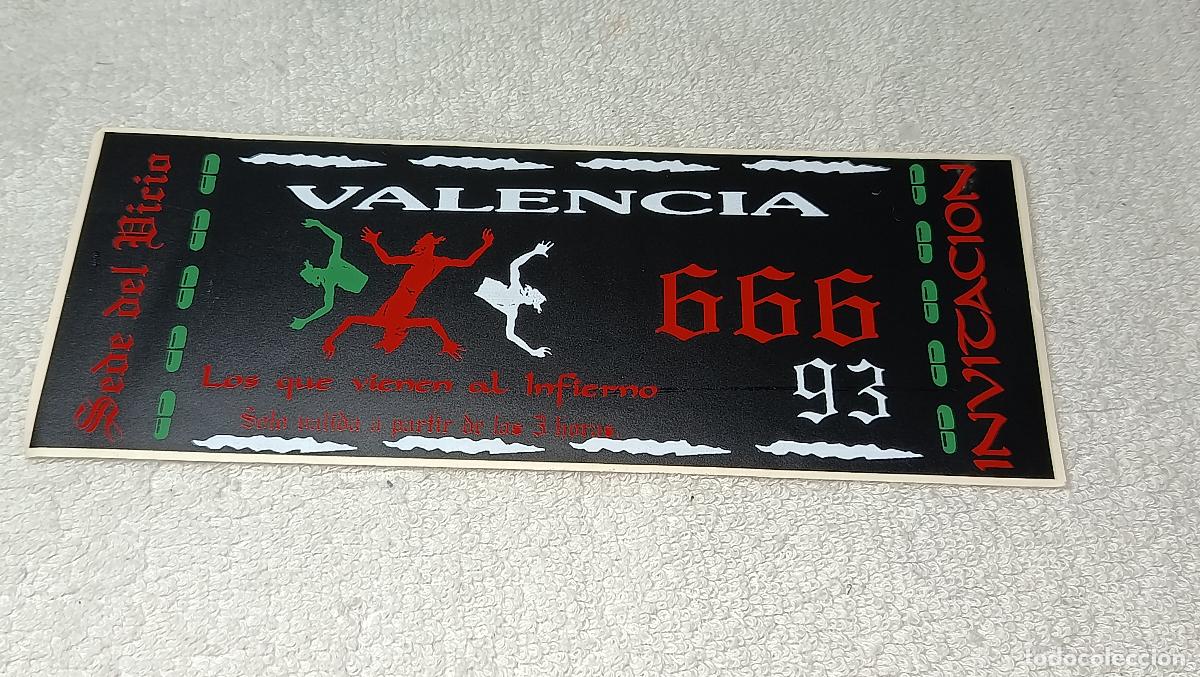 M&uacute;sica de colecci&oacute;n: ANTIGUA PEGATINA INVITACION LA SEDE DEL VICIO RUTA DEL BAKALAO VALENCIA A&Ntilde;OS 90