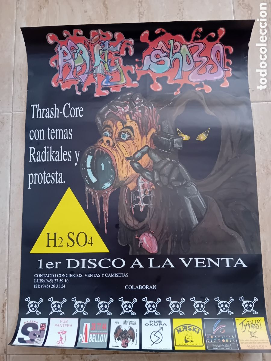 Collectible Music: Antiguo poster de Reality Show 1er disco H2SO4 67,5 x 49 cm