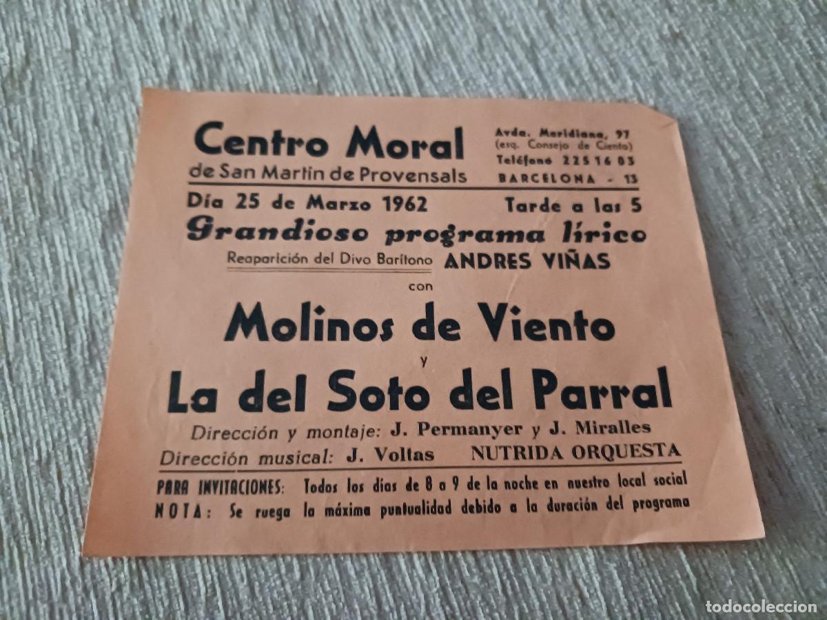 M&uacute;sica de colecci&oacute;n: centro moral de san martin de provensals, programa lirico, andres vi&ntilde;as, molinos de viento1962