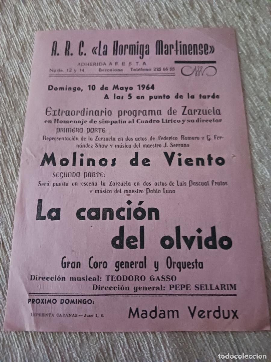 M&uacute;sica de colecci&oacute;n: A.R.C. la hormiga martinense, 1964, lacancion del olvido, homenaje al cuadro lirico y al director