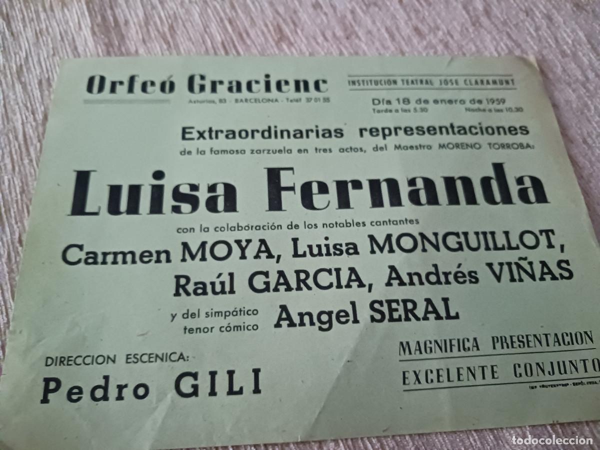 M&uacute;sica de colecci&oacute;n: orfe&ograve; gracienc, 1959, luisa fernanda, carmen moya, luisa monguillot, andres vi&ntilde;as, raul garcia