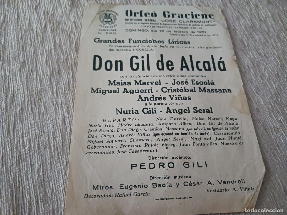 M&uacute;sica de colecci&oacute;n: orfe&ograve; gracienc, 1961, don gil de alcala, maisa marvel, jose escola, miguel aguerri, andres vi&ntilde;as