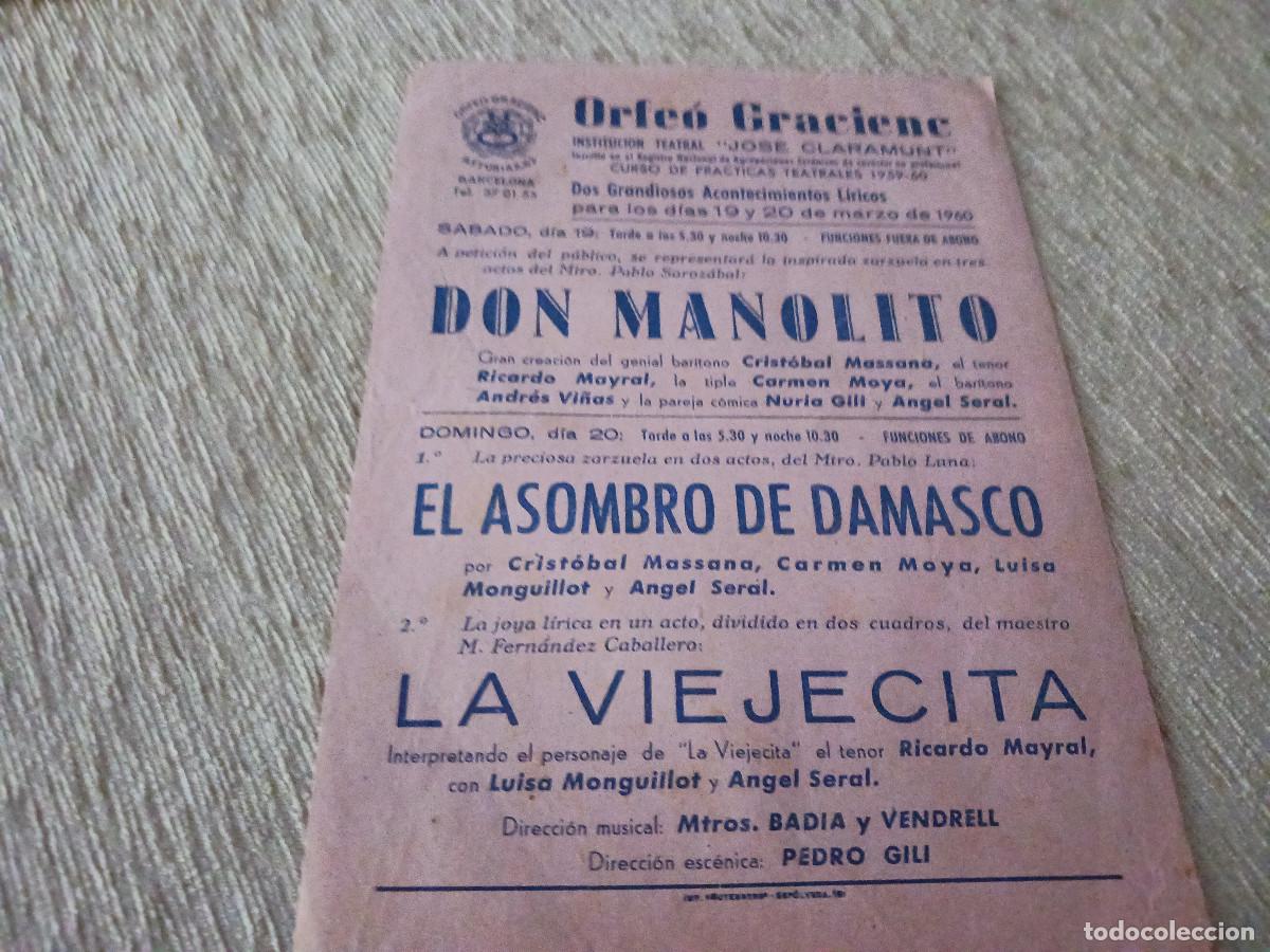 M&uacute;sica de colecci&oacute;n: orfe&ograve; gracienc, 1960, don manolito, la viejecita, el asombro de damasco, cristobal massana