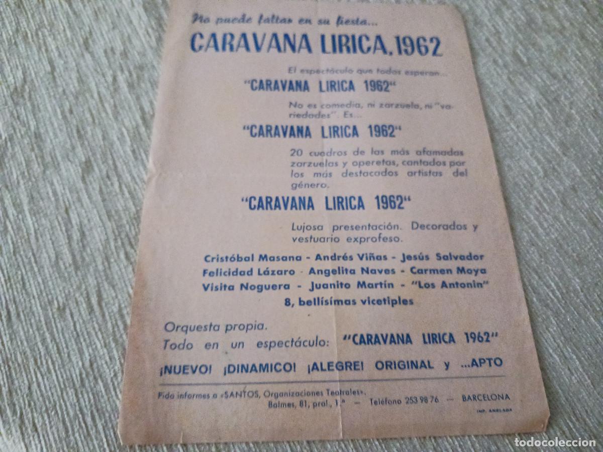 M&uacute;sica de colecci&oacute;n: flayer, caravana lirica 1962, producciones santos, jesus salvador, felicidad lazaro, andres vi&ntilde;as