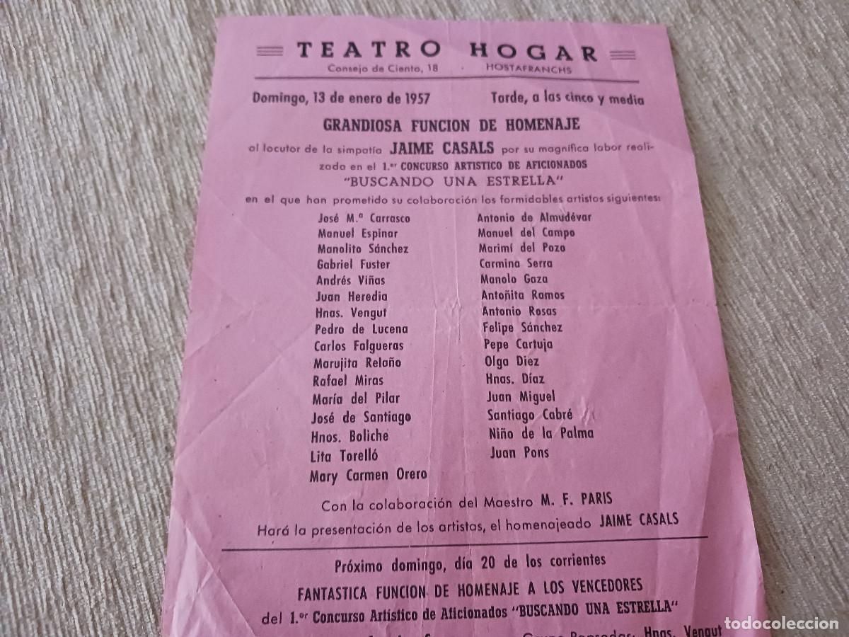 M&uacute;sica de colecci&oacute;n: hostafranchs, teatro hogar, 1957, homenaje a jaime casals, lita torell&ograve;, andres vi&ntilde;as, carmina serra