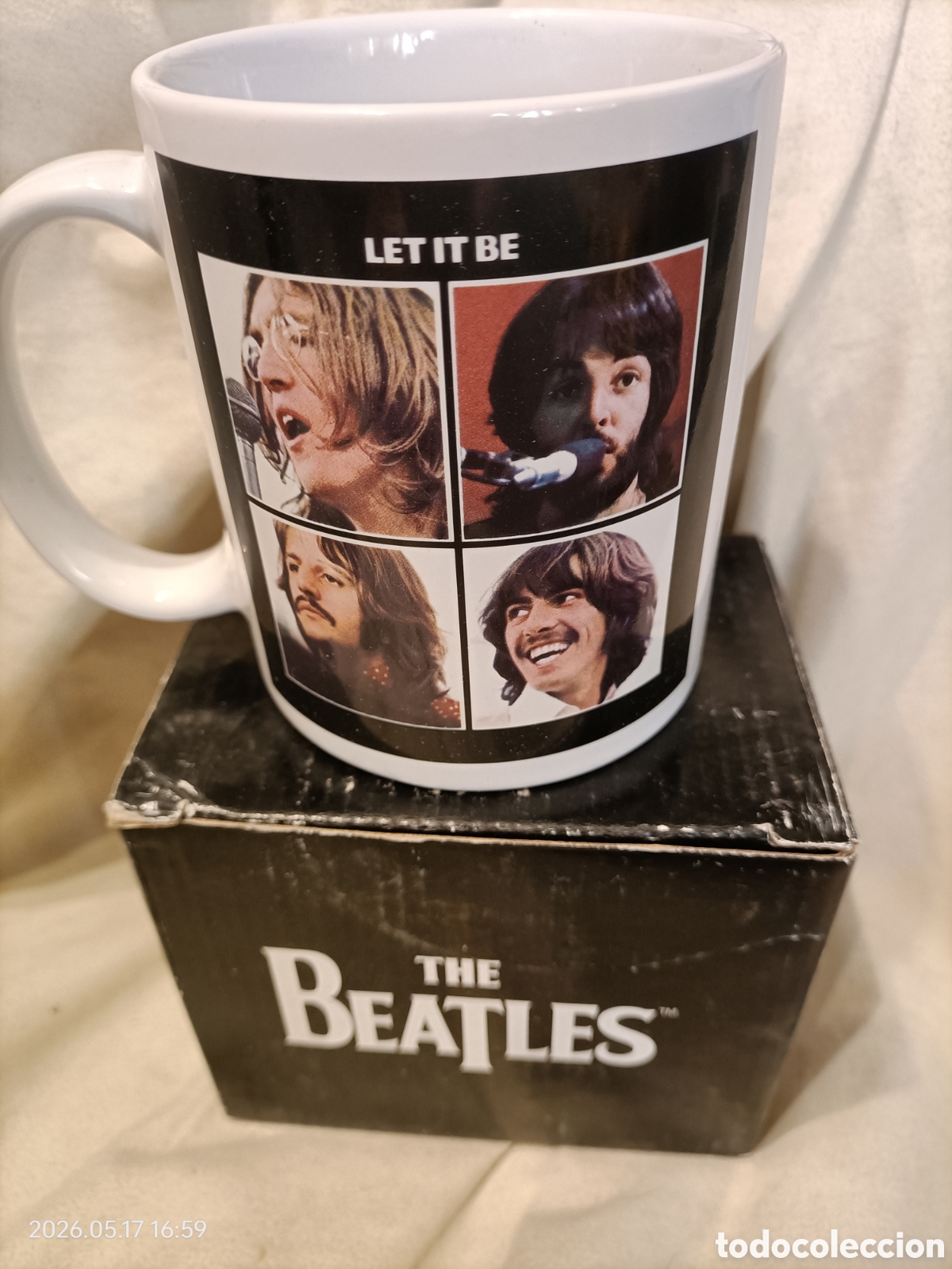 M&uacute;sica de colecci&oacute;n: Taza con dise&ntilde;o de la ic&oacute;nica banda The Beatles, inspirada en su &aacute;lbum LET IT BE