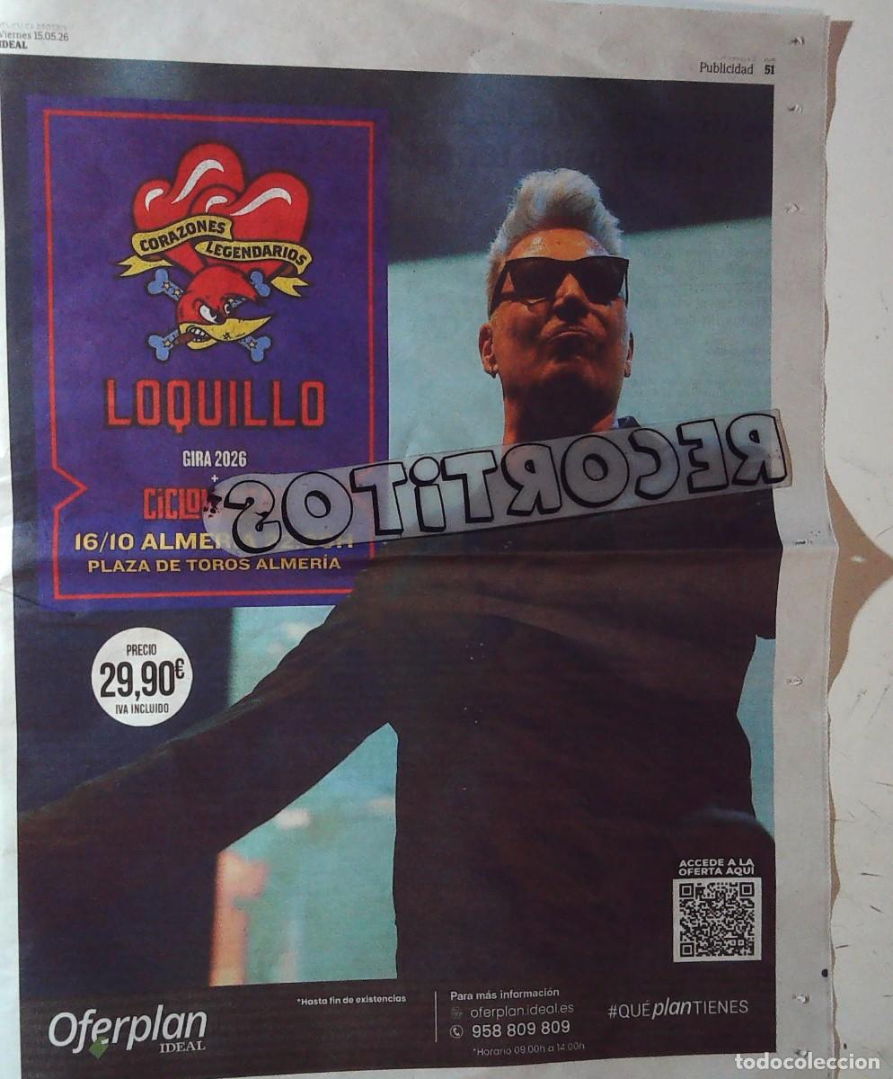 M&uacute;sica de colecci&oacute;n: LOQUILLO Y LOS TROGLODITas EN ALMERIA CARTEL ANUNCIO EN PRENSA