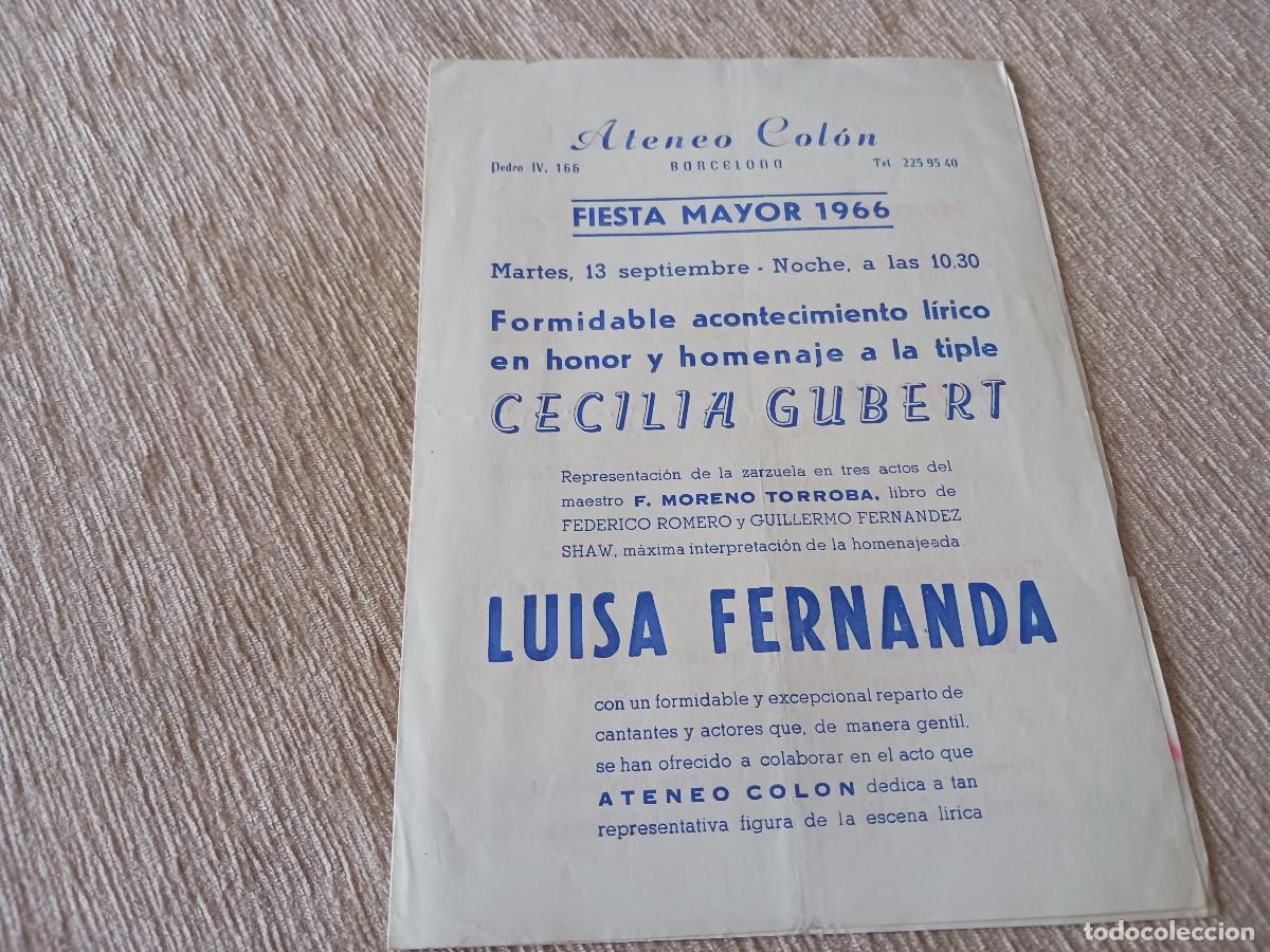 M&uacute;sica de colecci&oacute;n: ateneo colon, barcelona, fiesta mayor 1966, homenaje a la tiple cecilia gubert, mary santpere