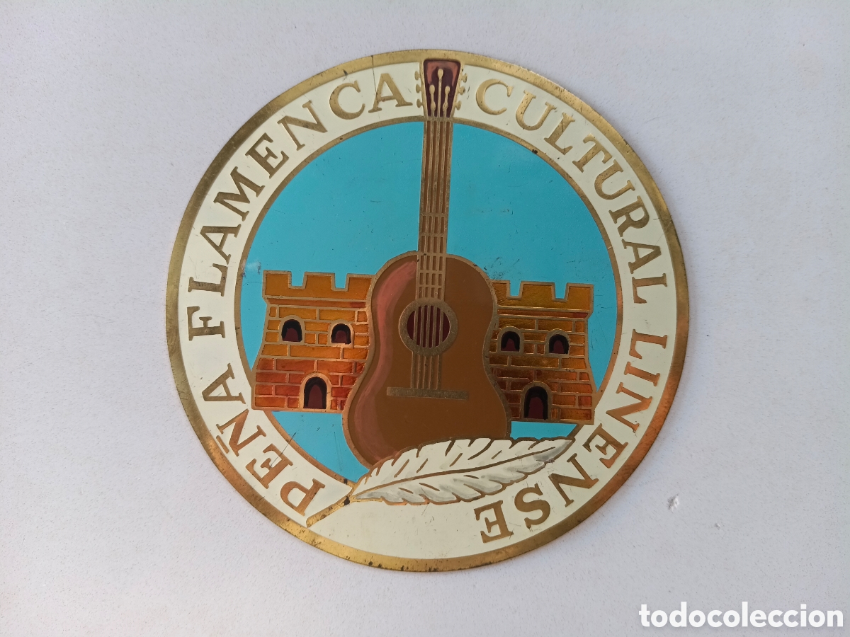 M&uacute;sica de colecci&oacute;n: PLACA PE&Ntilde;A FLAMENCA CULTURAL LINENSE CHAPA METALICA LACADA A&Ntilde;OS 80 LETRERO FLAMENCO LA LINEA CADIZ