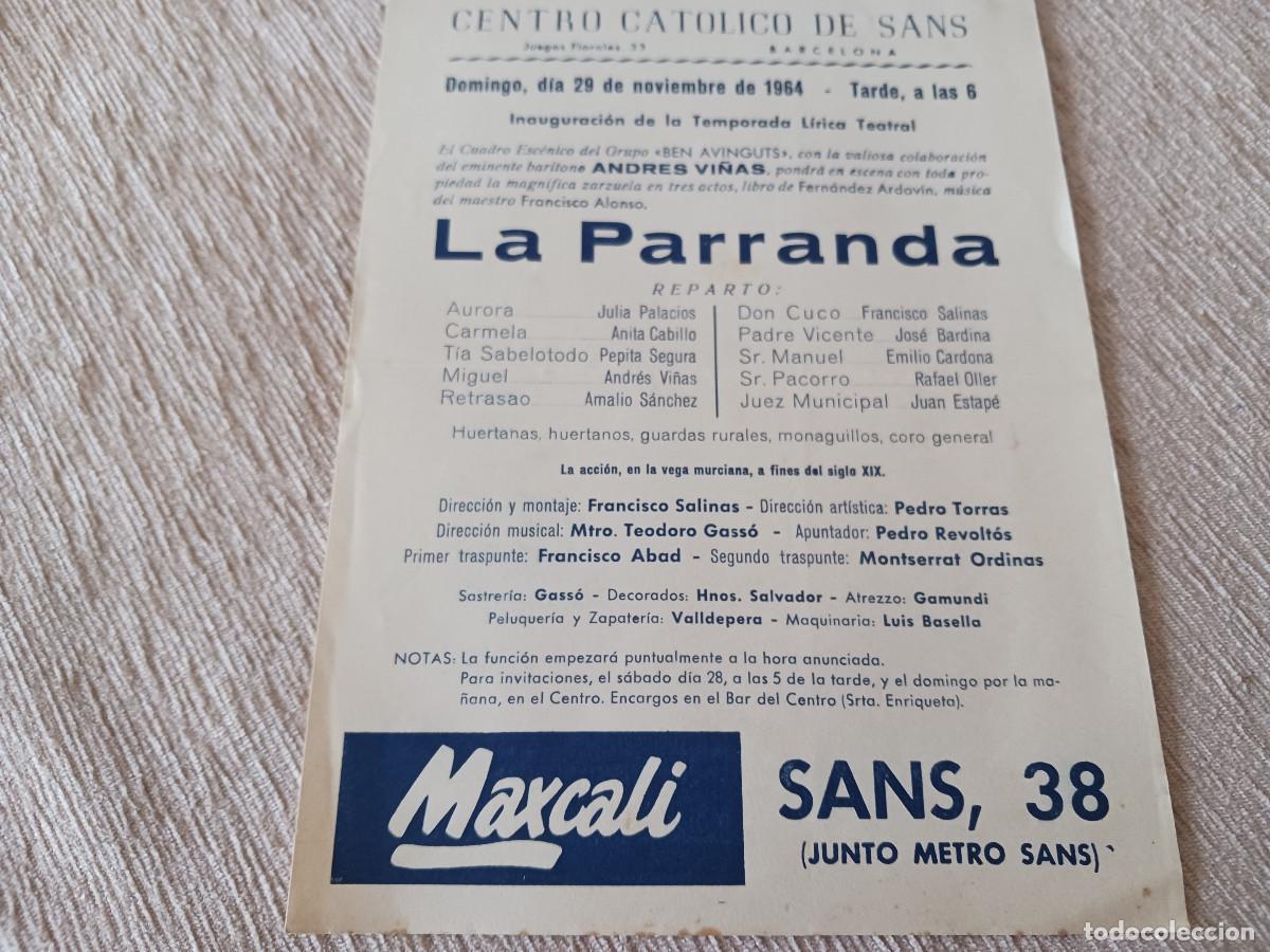 M&uacute;sica de colecci&oacute;n: centro catolico de sants 1964, grupo ben avinguts, la parranda, gala lirica