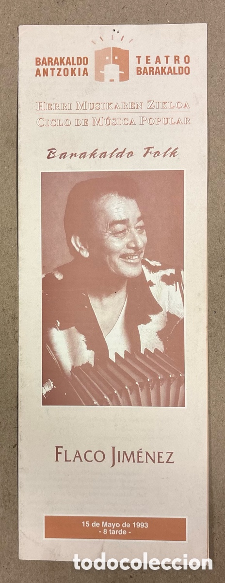 Collectible Music: FLACO JIM&Eacute;NEZ. PROGRAMA CONCIERTO CICLO DE M&Uacute;SICA POPULAR EN BARAKALDO EN 1993.