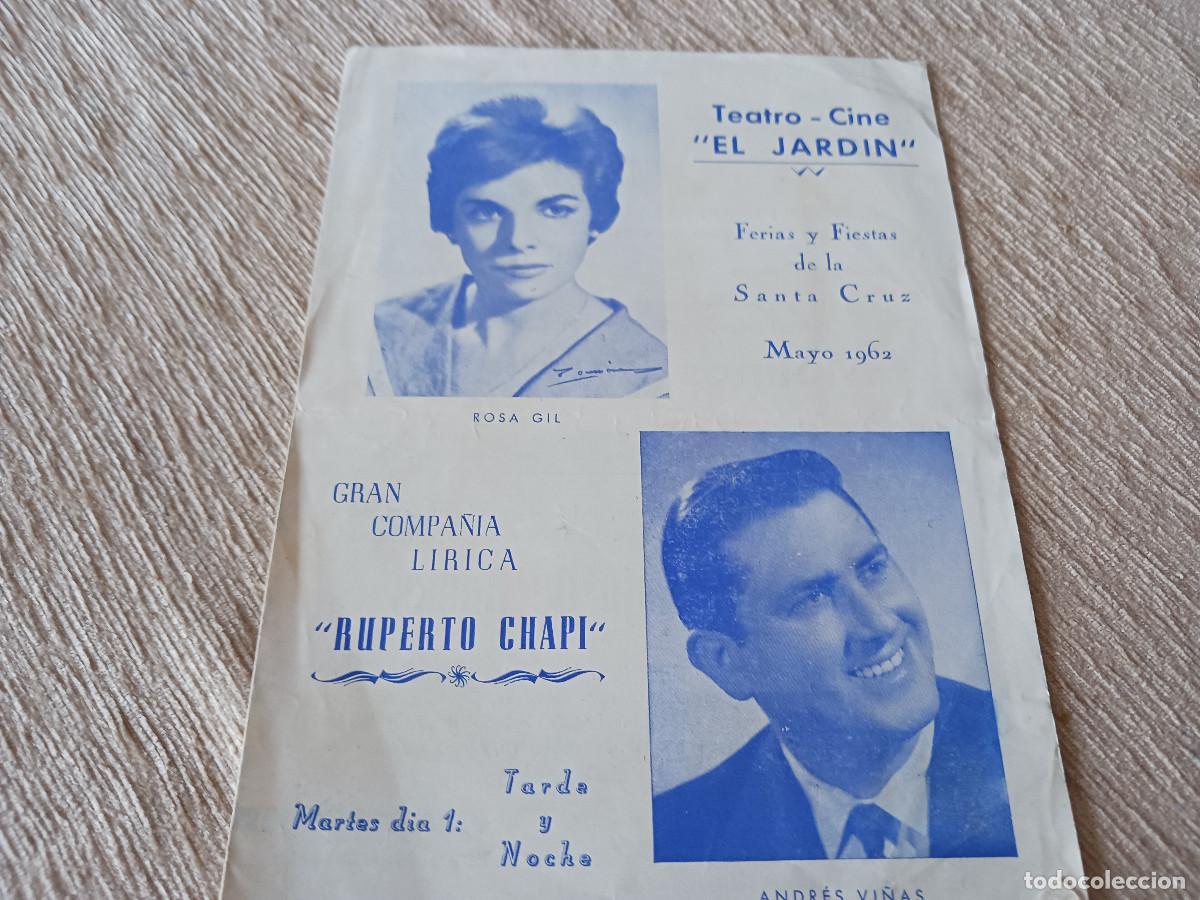 M&uacute;sica de colecci&oacute;n: teatro cine jardin, figueres, 1962, compa&ntilde;ia lirica ruperto chapi, andres vi&ntilde;as, rosa gil