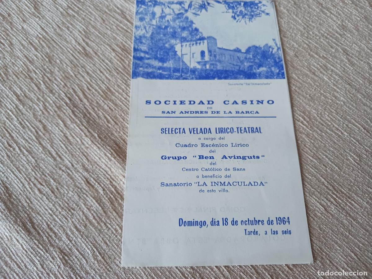M&uacute;sica de colecci&oacute;n: sociedad casino s. andres de la barca, 1964, ben avinguts, a beneficio del sanatorio la inmaculada