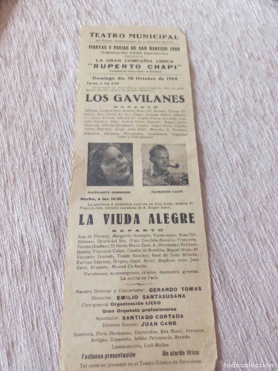 M&uacute;sica de colecci&oacute;n: teatro municipal de gerona, 1960, compa&ntilde;ia lirica, margarita garrigos,florencio calpe, carmen ruiz