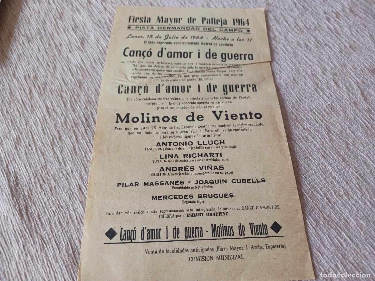 M&uacute;sica de colecci&oacute;n: fiesta mayor de palleja 1964, compa&ntilde;ia lirica, can&ccedil;o d`amor i de guerra, lina richarti, andres vi&ntilde;as