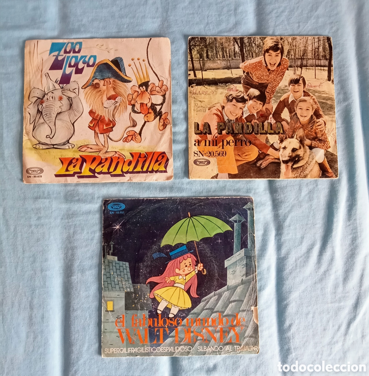 M&uacute;sica de colecci&oacute;n: Lote de 3 singles.La Pandilla y el fabuloso mundo de walt Disney.
