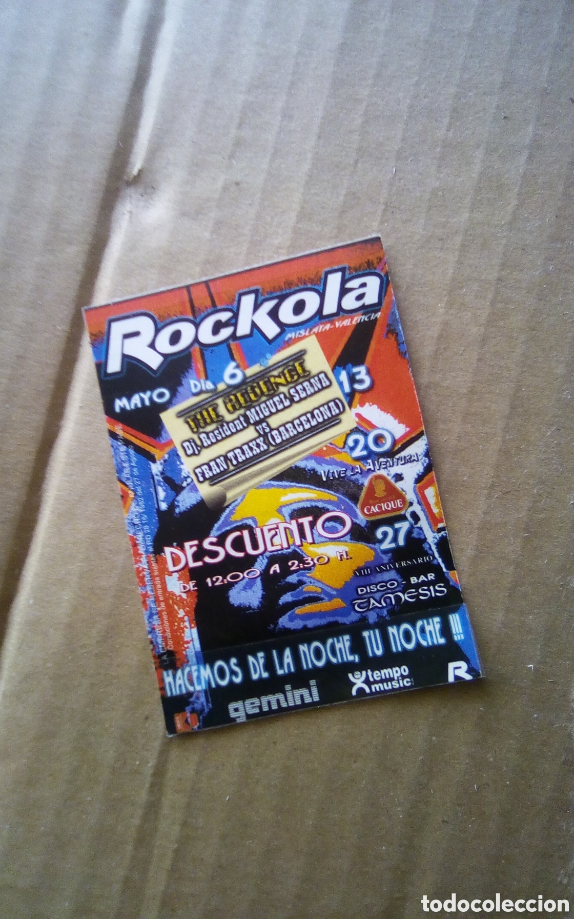 M&uacute;sica de colecci&oacute;n: Flyer invitaci&oacute;n descuento entrada discoteca Rockola. Mayo 2000. Ruta del bacalao.