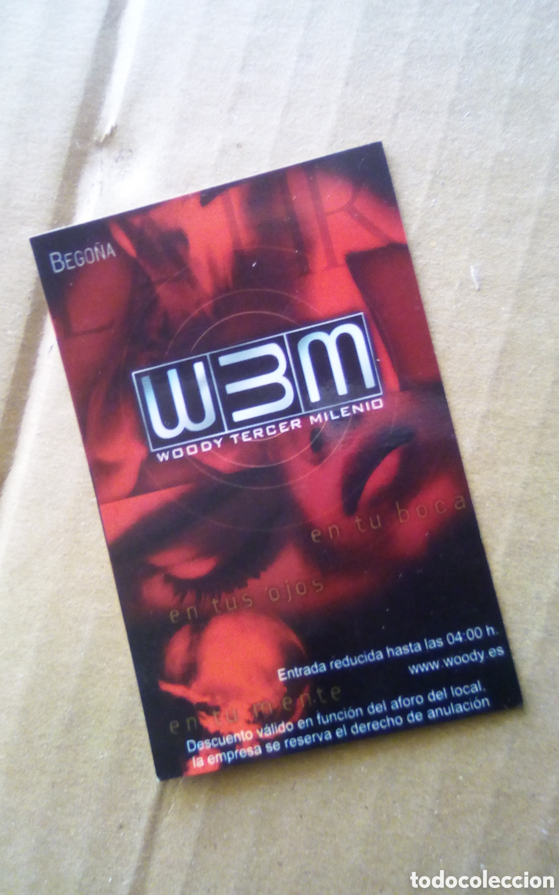 M&uacute;sica de colecci&oacute;n: Flyer descuento entrada discoteca Woody. WBM. A&ntilde;o 2000. Ruta del bacalao.