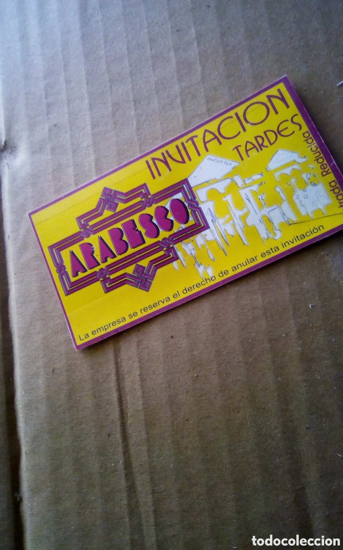 M&uacute;sica de colecci&oacute;n: Flyer invitaci&oacute;n descuento entrada discoteca Arabesco. A&ntilde;o 2000. Ruta del bacalao.